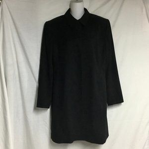 Retro Duster Dress/Shirt Dress/Duster Coat-Black Sz 12-Suede Like Fabric-Lined